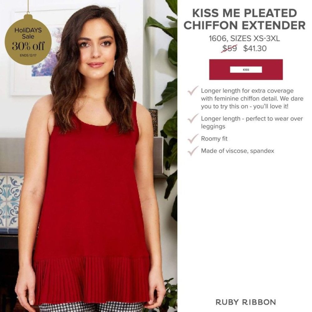 Ruby Ribbon Red Kiss Me Cami Extender #1606